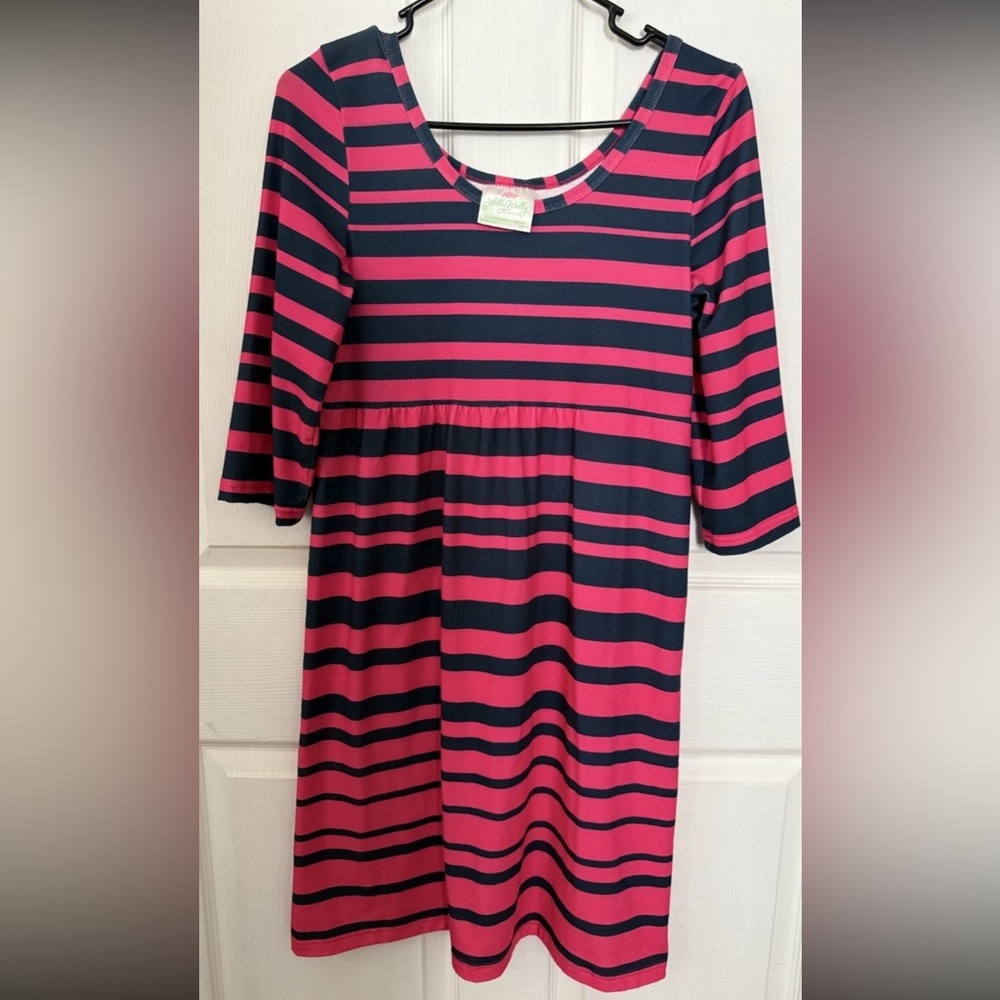 Lolly Wolly Doodle 3/4 Sleeve Women’s Pink/Blue Striped Baby Doll Dress S
